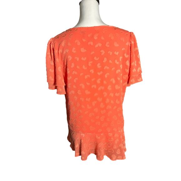 Michael Kors Medium Orange Short Sleeve Top Flutter Sleeve - Picture 3 of 5